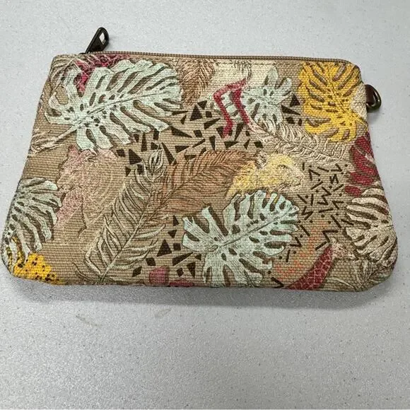 Sakroots Brown Yellow Leaf Print Wristlet Bag Wallet Womens - Picture 9 of 9